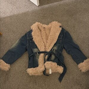 Women's Denim and Faux Fur Jacket
